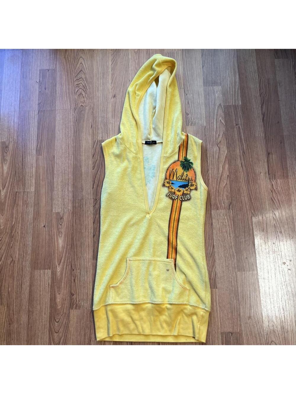 Vintage Y2K California yellow pool cover up shirt | size M